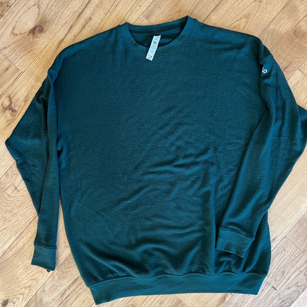 ALO Yoga Dark Green Crew Neck Sweater